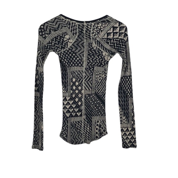 We The Free Black and Cream Geometric Top - Picture 2 of 5